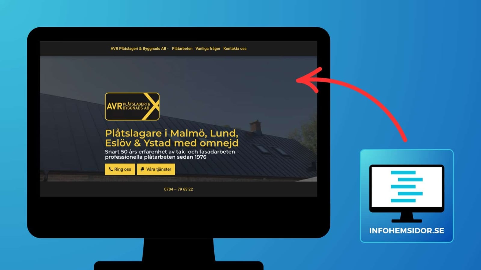 Kundbild från originalwebbplatsen: AVR Plåtslageri & Byggnads AB